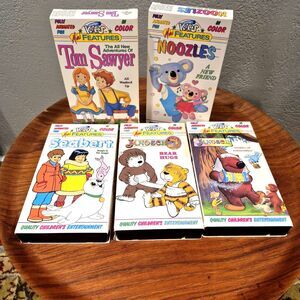 VTG Just For Kids  Animated Color VHS Lot of 5 Tom Sawyer Seabert Bear Hugs